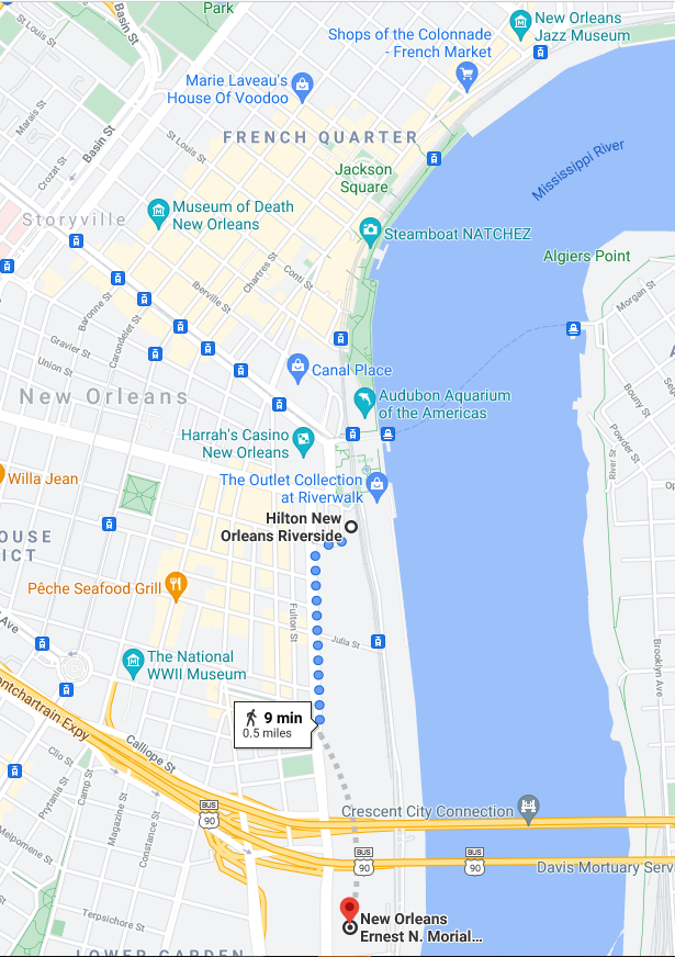 Hotel, convention center location map