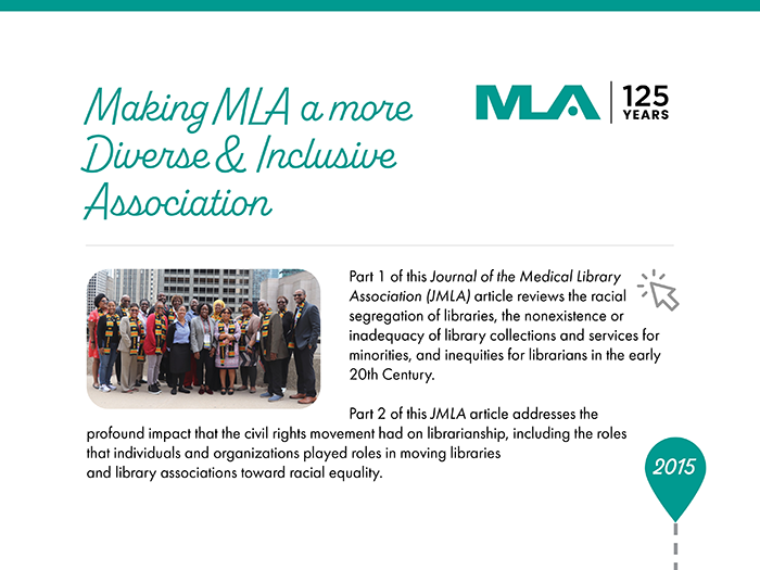 Description of MLA historical marker about making MLA and the profession more diverse and inclusive.